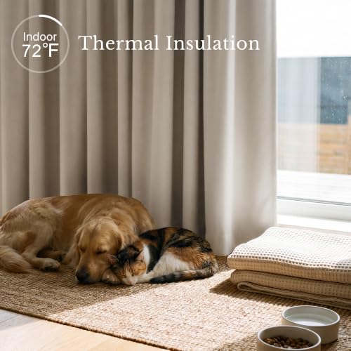 NICETOWN Blackout Curtains - 42"W x 63"L Cream Rod Pocket Drapes (2 Panels)