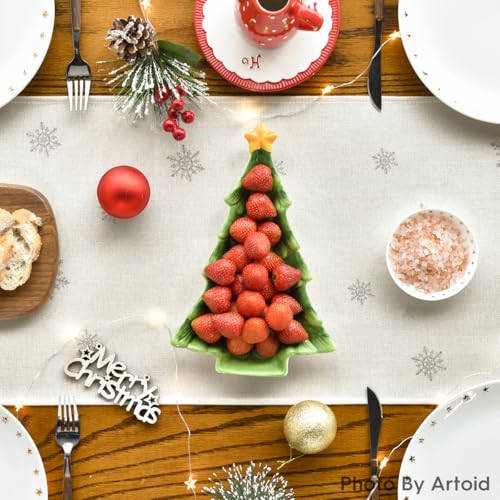 Christmas Table Runner 13x72 Inch Beige Seasonal Winter Kitchen Decor - Artoid Mode