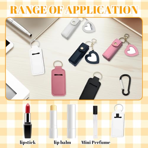 9-Piece PU Leather Lipstick Holder Keychain and Lip Gloss Case Set
