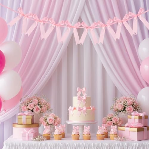 Pink Bow Garland Decoration for Parties - YBEATY