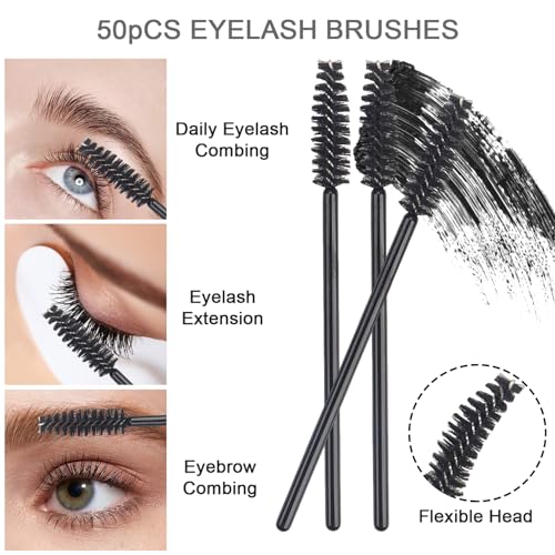 DWNDN 200Pcs Eyelash Extension Kit Disposable Mascara Wands and Lip Brushes