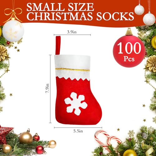 Red Felt Christmas Stockings Bulk 8 Inch with White Trim - 100 Pcs