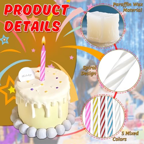 MAQIHAN Spiral Birthday Candles - Multicolor Cake Candles, 288 Count