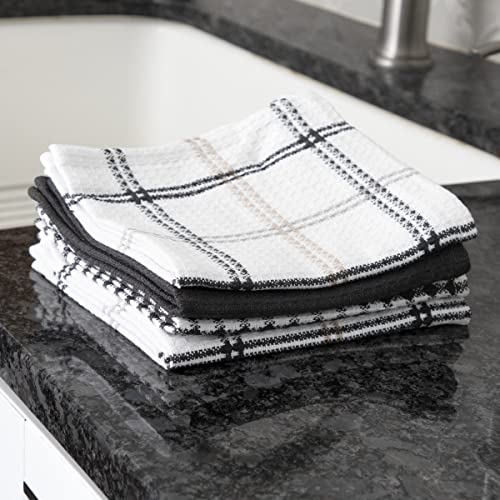 T-Fal Premium Waffle Cotton Dish Cloths 4-Pack Neutral 12x13" Kitchen Towels