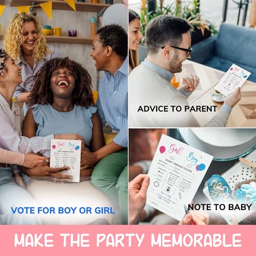Baby Gender Reveal Games Set - 50 Double-Sided Cards, 4 Fun Activities