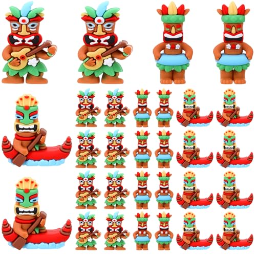 30Pcs Mini Tiki Figurines Set - Hawaiian Tiki Statues for Parties