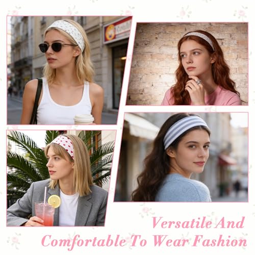 Tyqour Women's Cotton Floral Headbands 6-Piece Non-Slip Stretchy Set