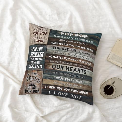 Pop Pop Throw Pillow Cover 18x18 Inches - Meaningful Grandpa Gift