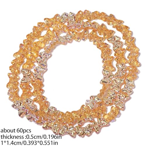 Song Xi 60pcs Orange Bowknot Glass Beads for Jewelry Making