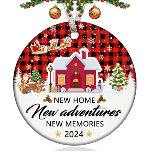 First New Home Christmas Ornament 2024 Double-Sided Ceramic Housewarming Gift