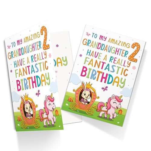 Princess Unicorn 2nd Birthday Card for Granddaughter
