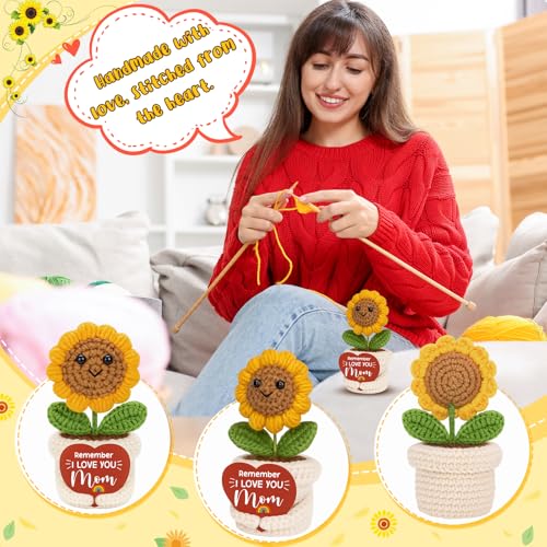Ovrrcame MOM Remember I Love You Sunflower Crochet Gift for Mom Birthday & Mother’s Day