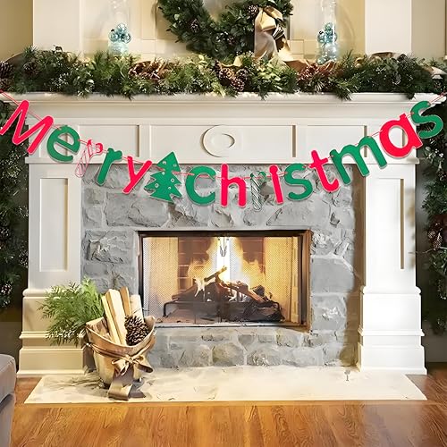 Merry Christmas Felt Banner – Red & Green Holiday Garland
