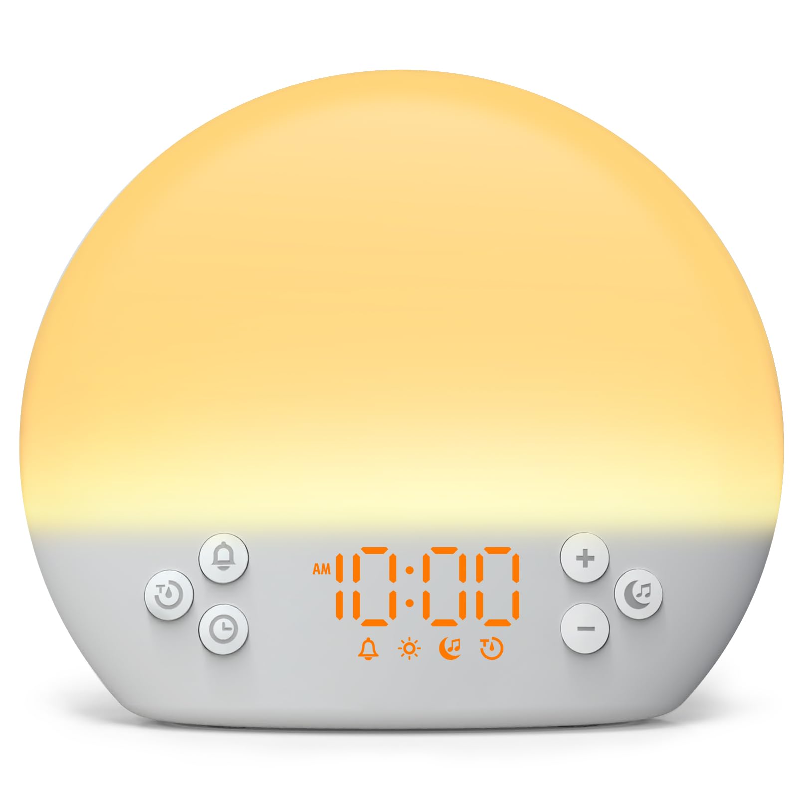 Wake up Light Sunrise Alarm Clock, Digital Alarm Clock Bedside Dimmable Night Light, White Noise Sound Machine 30 Soothing Sounds, Loud Alarm Clock for Heavy Sleepers Adults Kids, Ideal for Gift