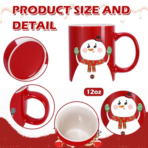 Christmas Ceramic Mug Set 6 Pack - Santa Snowman Reindeer & Penguin 12oz Holiday Coffee Cups
