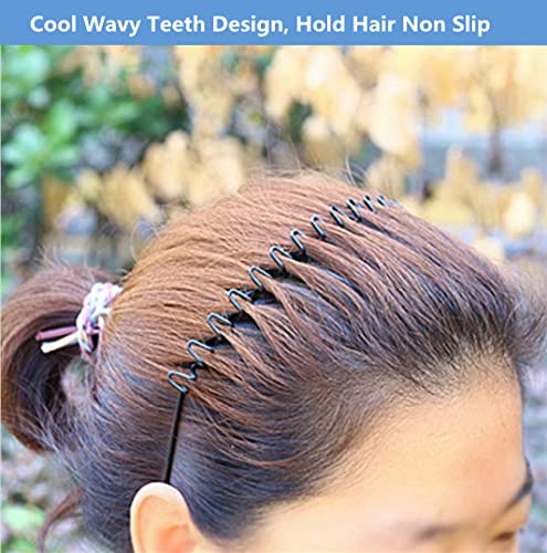 Metal Hairband 2 PCS - Unisex Elastic Non-Slip Wavy Headband for Sports