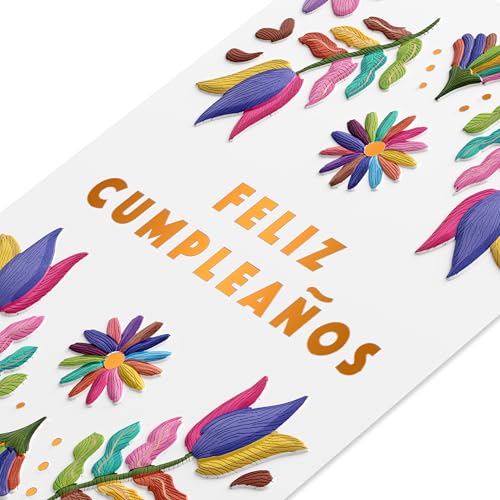 American Greetings Spanish Birthday Card for Her - Colorful Flowers on White, Foil Accents