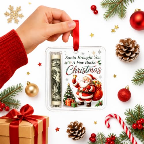 Christmas Cash Gift Ornament - Acrylic Holiday Money Holder, Set of 2