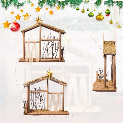 Wooden Nativity Scene Manger for 7-8 Inch Holy Family Figures - Christmas Decoration