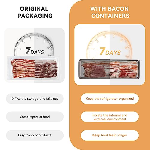 Freshmage 1lb Stainless Steel Bacon Container for Fridge - Airtight Storage