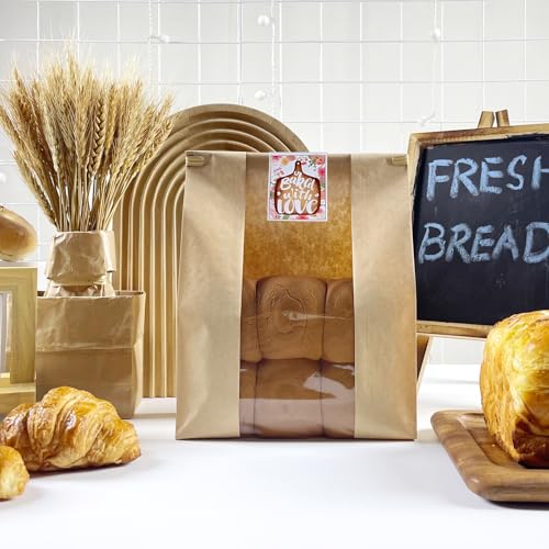 Kraft Paper Bread Bags with Window & Twist Tie - 10 Pack