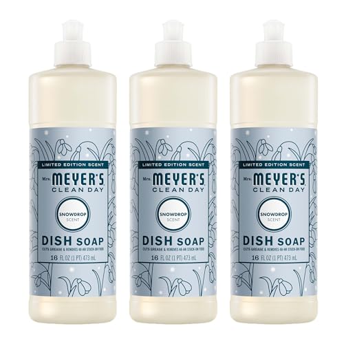 Mrs. Meyer's Clean Day Liquid Dish Soap, Snowdrop Scent, 16 Oz (Pack of 3)