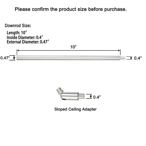 KLOSM Threaded Extension Rod with Sloped Ceiling Adapter Kits for Pendant Light, Island Lighting, Polished Chrome Finish, Set of 5
