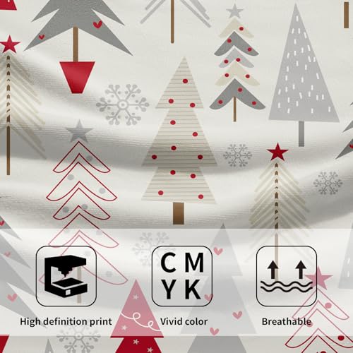 Christmas Tree Hand Towels Set (Red, Grey, Cream) - 2-Piece Holiday Decor