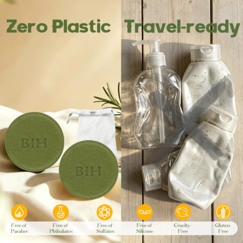 BIH Rosemary Oil Hair Growth Shampoo Bar - 2 Pack Clarifying Travel Bar