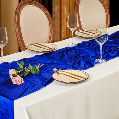 Velvet Table Runner - Royal Blue 20 x 120 Inches Elegant Dining Decor