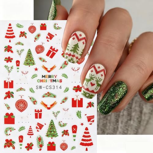 TANYOOTO Christmas Nail Art Stickers 6 Sheets Winter Holiday Decals