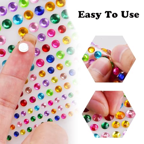 FUNTATTOO 495 Pcs Self-Adhesive Face Gems Rhinestones & Body Glitter