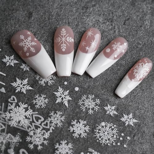 Namrec 12 Sheets Christmas Nail Art Stickers Self-Adhesive Snowflake Decals