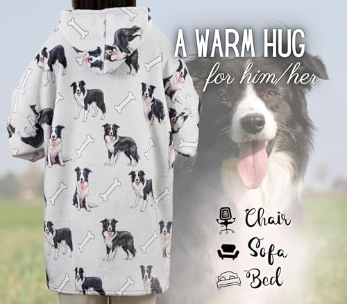 Border Collie Dog Blanket Hoodie - Cozy Gift for Dog Lovers, Christmas & Birthday