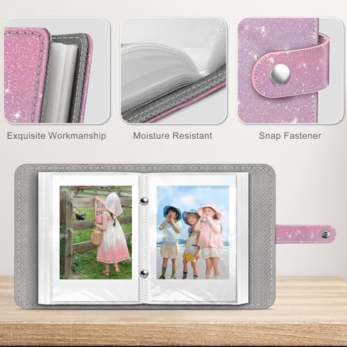 Fintie Glittering Purple/Pink Mini Photo Album for 2x3" Films - 52 Pockets