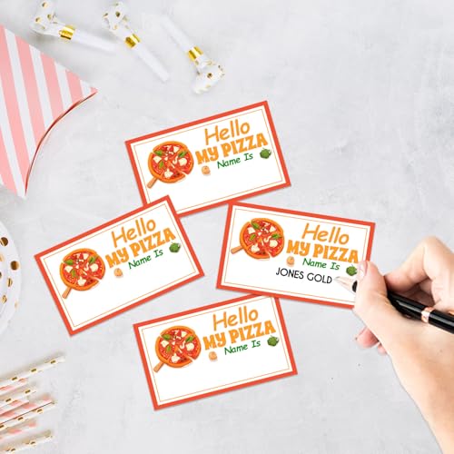 Pizza Name Game Card Set - 1 Sign & 30 Stickers | Guawubiang