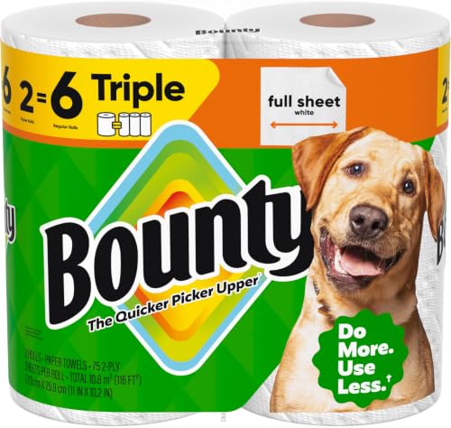 Bounty Full Sheet Paper Towels - 2 Triple Rolls, 12 Pack