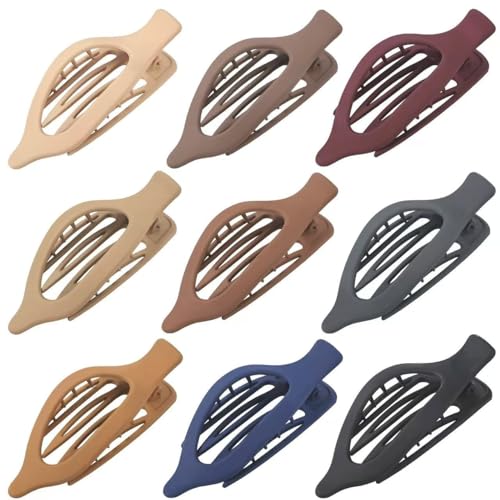 Mandydov Flat Hair Claw Clips 9 Pack Matte Large Lay-Flat Hair Accessories
