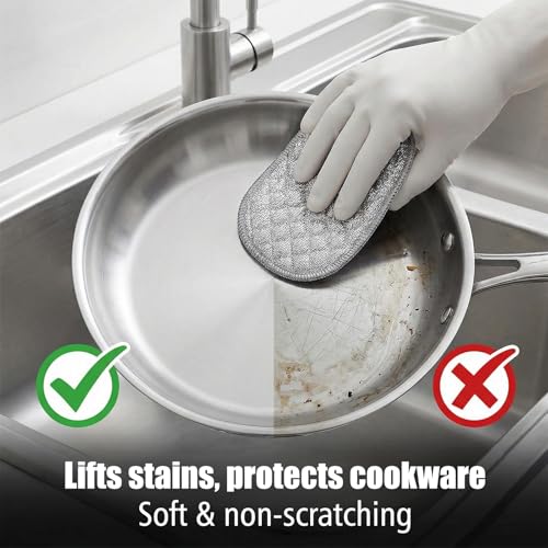 Bremorou 10 Pcs Stainless Steel Double-Sided Dishwashing Rags Non-Scratch Kitchen Cloths