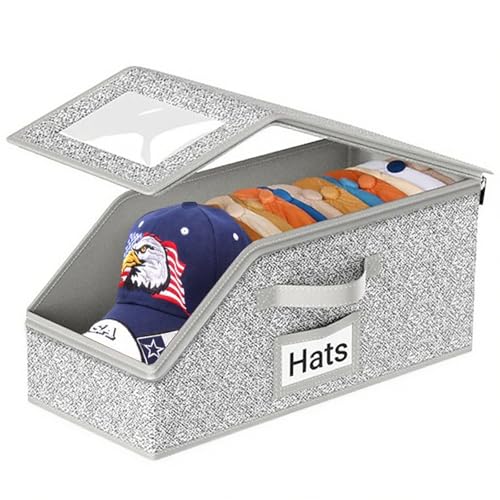 ESPETIO Stackable Hat Organizer Box for Closet - Holds 12 Baseball Caps