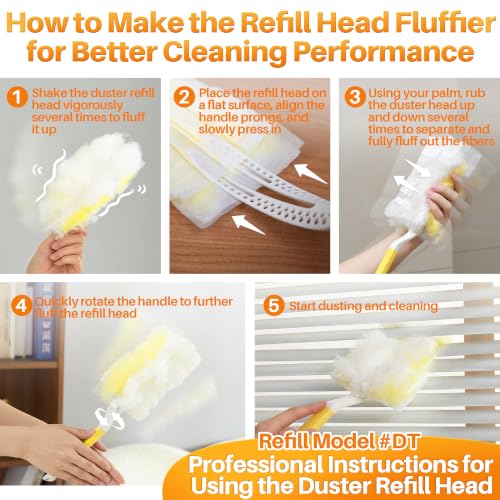 JOYMOOP Electrostatic Duster with 2 Handles & 24 Yellow Refills