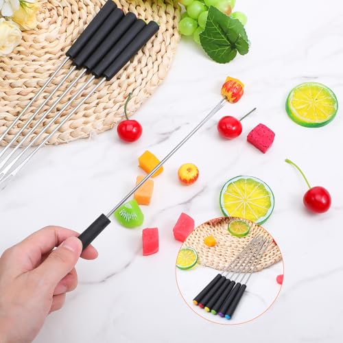 Cobee 6-Piece Stainless Steel Fondue Fork Set with Color-Coded Handles