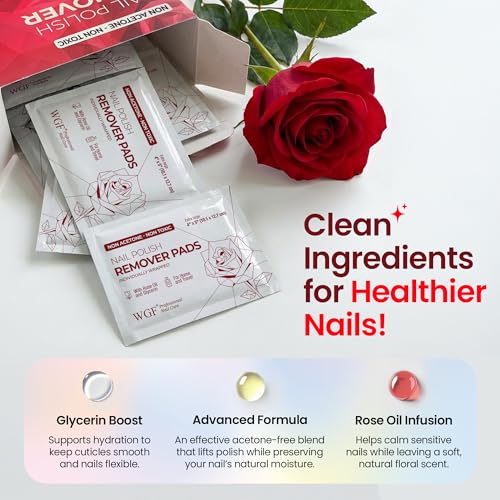 WGF Professional Non-Acetone Nail Polish Remover Pads, 14 Count Travel Wipes