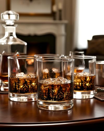 4 Pack Whiskey Glasses Set of 4, 11oz Bourbon & Cocktail Drinking Glasses