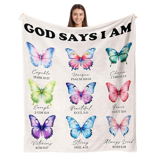 Inspirational Christian Throw Blanket for Women, Soft Fleece Bible Verse Gift