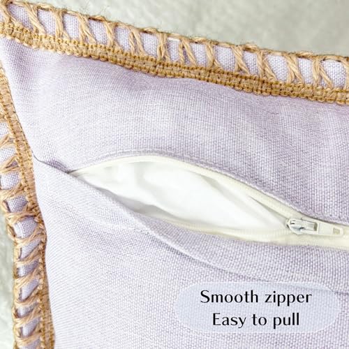 HER HWA Outdoor Lumbar Pillow Covers, 20"x12" Water-Resistant Set of 2, Lilac