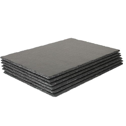 RUNANDYUE 6-Pack 13 * 9 Slate Cheese Board for Cheese Meat Appetizers Sushi Cake Fruit,Slate for Laser Engraving Draw, for Brunch Dinner,Reception Meals (6 Pack, 13x9)