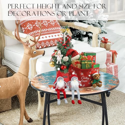 Deer Metal End Table - Christmas Round Coffee & Nightstand, Indoor Outdoor