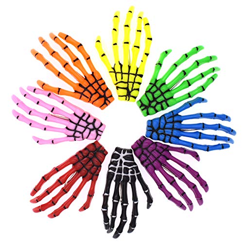 Skeleton Hand Hair Clips 8-Pack Mixed Color Bone Hair Accessories