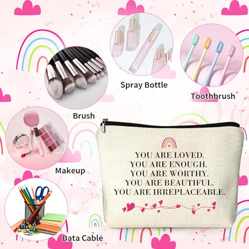 NIUBEHOHO Inspirational Canvas Makeup Bag Motivational Quote Toiletry Pouch